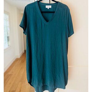 Bella Dahl Soft V-Neck T-Shirt Dress 💚 Teal Green | Size L | Relaxed Fit